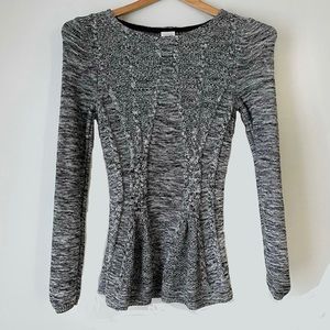 Cupio Peplum Black White Sweater Size S